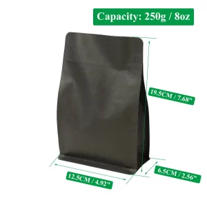 250g 8oz Black Block Bottom Coffee Bag