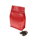 bulk reusable flat bottom red 8 oz bag of coffee