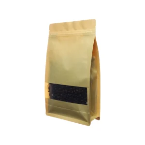 Kraft paper bag with clear window for grains, nuts, and coffee