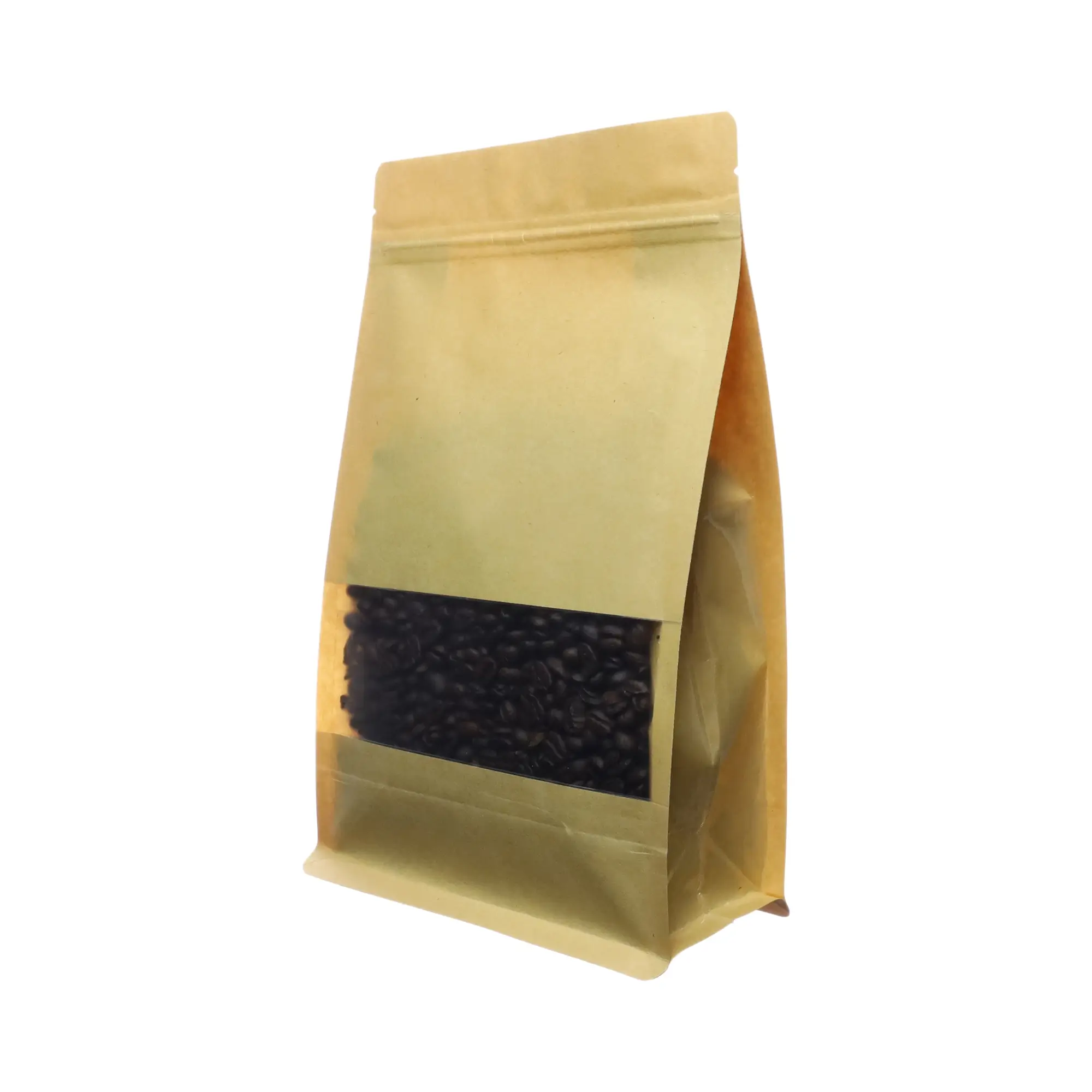 Kraft food bags with window for coffee, tea, and dry food