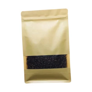 Resealable kraft bags with window for snacks, coffee, and dry goods