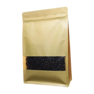 Kraft window bags for displaying coffee, nuts, and grains