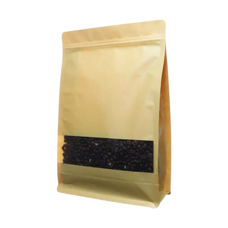 450Pcs 20x30+8cm Brown Coffee Bean Packaging Kraft Bags with Window Kraft bag with window suitable for coffee beans and cereals