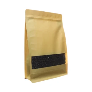 Kraft bags with clear window for coffee, grains, and food packaging