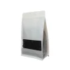 White kraft coffee bag with flat bottom and valve