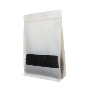 White kraft paper bag with window for coffee beans