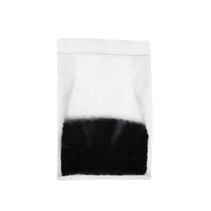 Transparent stand up coffee bag for whole beans, showing contents clearly