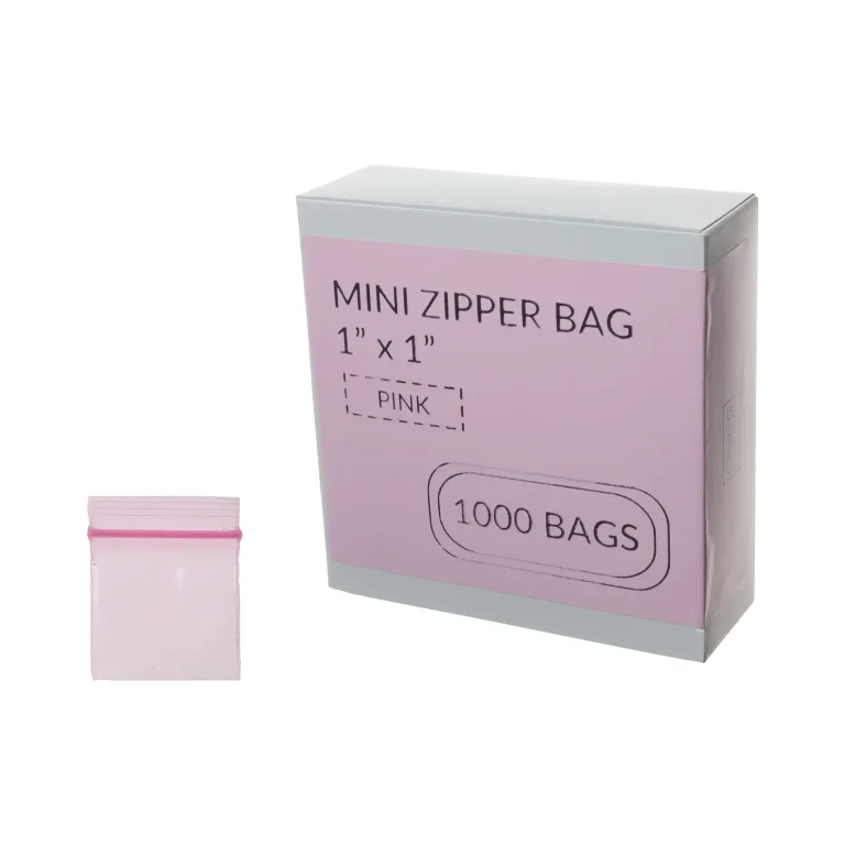 1000 Pcs Tiny Bags, Pink 1"x1" Small Plastic Zipper Jewelry Bags pink 1x1 mini zipper bags