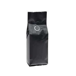 2lb black side gusset roast coffee bag with valve